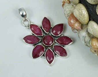 Created Ruby, 925 Sterling Silver Pendant, SP020 - Etsy
