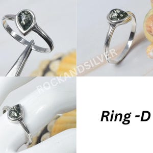 Green Baltic Amber Ring: Handmade 925 Sterling Silver Gemstone D