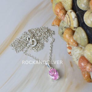 Cut Pink Topaz 925 Sterling Silver Small Chain Pendant W/ or W/o Chain