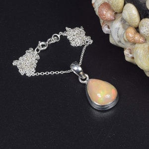 Ethiopian Opal 925 Sterling Silver Gemstone Chain Pendant W/ or W/o Chain ~ October Birthstone ~ Natural Stone ~ Gift For Birthday