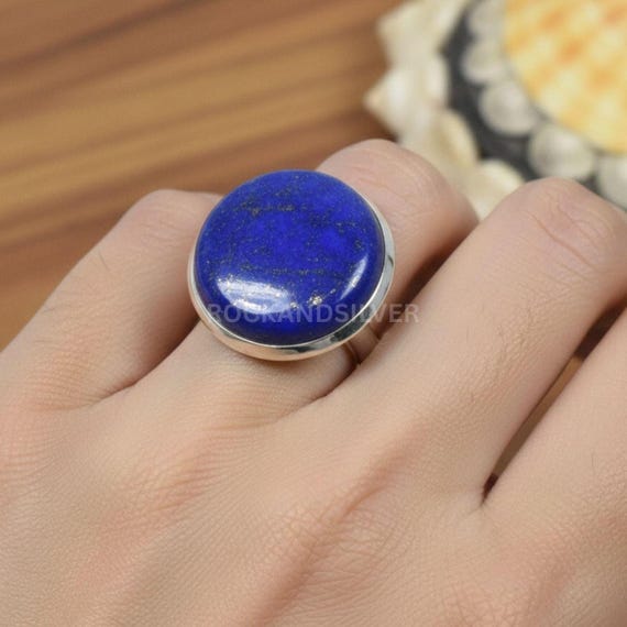 Bague Femme Argent Massif Avec Lapis Lazuli - Taille 60 Style Vintage Et élégant