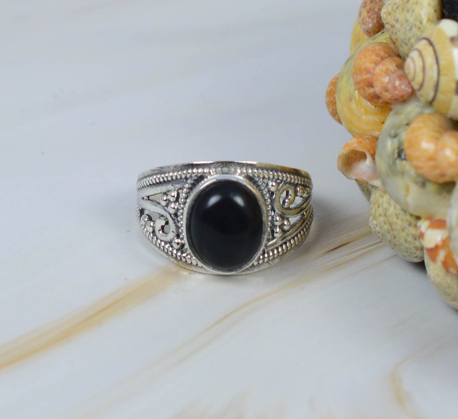 Black Onyx 925 Sterling Silver Gemstone Ring ~designer Ring Black Onyx 925 Sterling Silver Gemstone Ring ~designer Ring