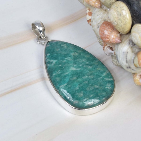 Amazonite 925 Sterling Silver Gemstone Pendant ~ Elegant Pendant ~ Handmade Jewelry ~ Pear Shape Pendant ~ Gift For Mother Day