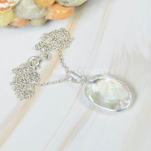 Rainbow Mystic Quartz 925 Sterling Silver Oval Gemstone Chain Pendant W/ or W/o Chain ,Handmade Jewelry, Elegant Pendant, Gift For Birthday