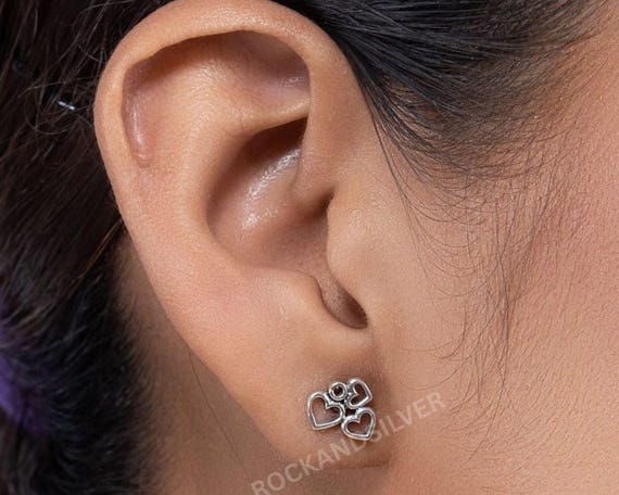 925 Sterling Silver 6mm Plain Flat Heart Stud Earrings - Gift Box, Birthday, Christmas