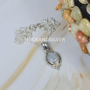 White Rainbow Moonstone 925 Sterling Silver Chain Pendant W/ or W/o Chain ~ Oval Shape Pendant ~ Handmade Jewelry ~ Gift For Anniversary