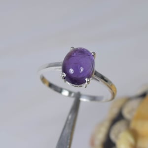 Natural Purple Amethyst 925 Sterling Silver Gemstone Elegant Ring ~ Oval Shape Ring ~ Handmade Jewelry ~ February Birthstone ~ Gift For Her