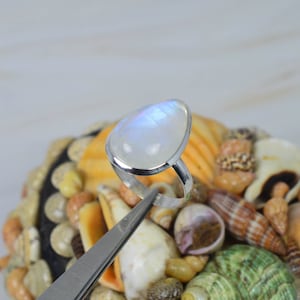 Rainbow Moonstone 925 Sterling Silver Ring ~Gemstone Ring Jewelry ~Pear Shape Ring ~Moonstone Ring ~Handmade Jewelry ~Gift For Christmas