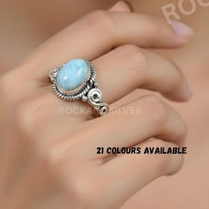 Sterling Silver Gemstone Ring: Oval Boho Design