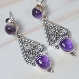 Amethyst Stud Earrings: Handmade 925 Sterling Silver Gemstone