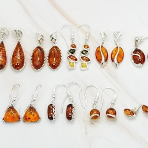 Real Yellow Baltic Amber 925 Sterling Silver Gemstone Earring Jewelry, Genuine Baltic Amber, Healing Crystal Earring Jewelry, Women&#39;s Gift