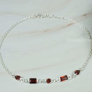 Red Garnet Anklet: 925 Sterling Silver Adjustable Gemstone