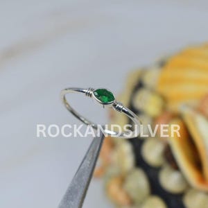 Faceted Green Emerald Ring: 925 Sterling Silver, May Birthstone