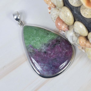 Ruby Zoisite 925 Sterling Silver Natural Gemstone Handmade Pendant Jewelry, July Birthstone, Teardrop Shape Pendant, Gift For Christmas