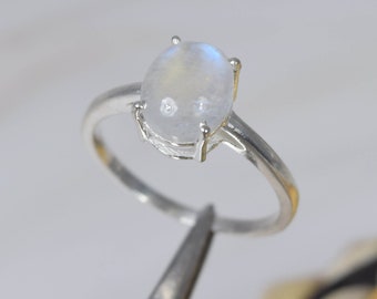 Rainbow Moonstone 925 Sterling Silver Gemstone Ring Jewelry ~ June Birthstone ~ Oval Shape ~ Handmade Jewelry ~ Gift For Her