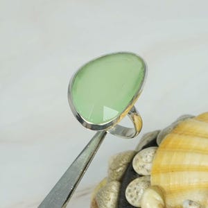 Cut Aqua Chalcedony 925 Sterling Silver Natural Unusual Shape Gemstone Ring, March Month Birthstone, Handmade Jewelry, Gift For Christmas
