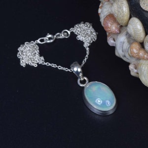 Ethiopian Opal 925 Sterling Silver Gemstone Chain Pendant W/ or W/o Chain ~ October Birthstone ~ Natural Stone ~ Gift For Birthday