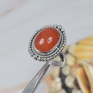 Red Carnelian 925 Sterling Silver Gemstone Ring ~ Handmade Jewelry ~ Elegant Ring ~ Oval Shape ~ Designer Ring ~ Gift For Anniversary