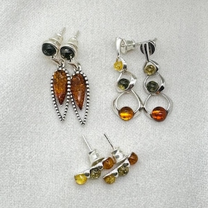 Multi Baltic Amber 925 Sterling Silver Gemstone Stud Earring ~ Handmade Jewelry ~ Elegant Stud ~ Designer Jewelry ~ Gift For Birthday