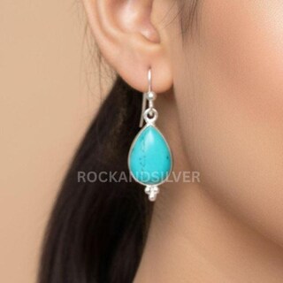 Orecchini Pendenti In Argento Sterling 925 Con Turchese – Eleganti A Goccia, Ipoallergenici, Regalo Donna Con Panno Incluso