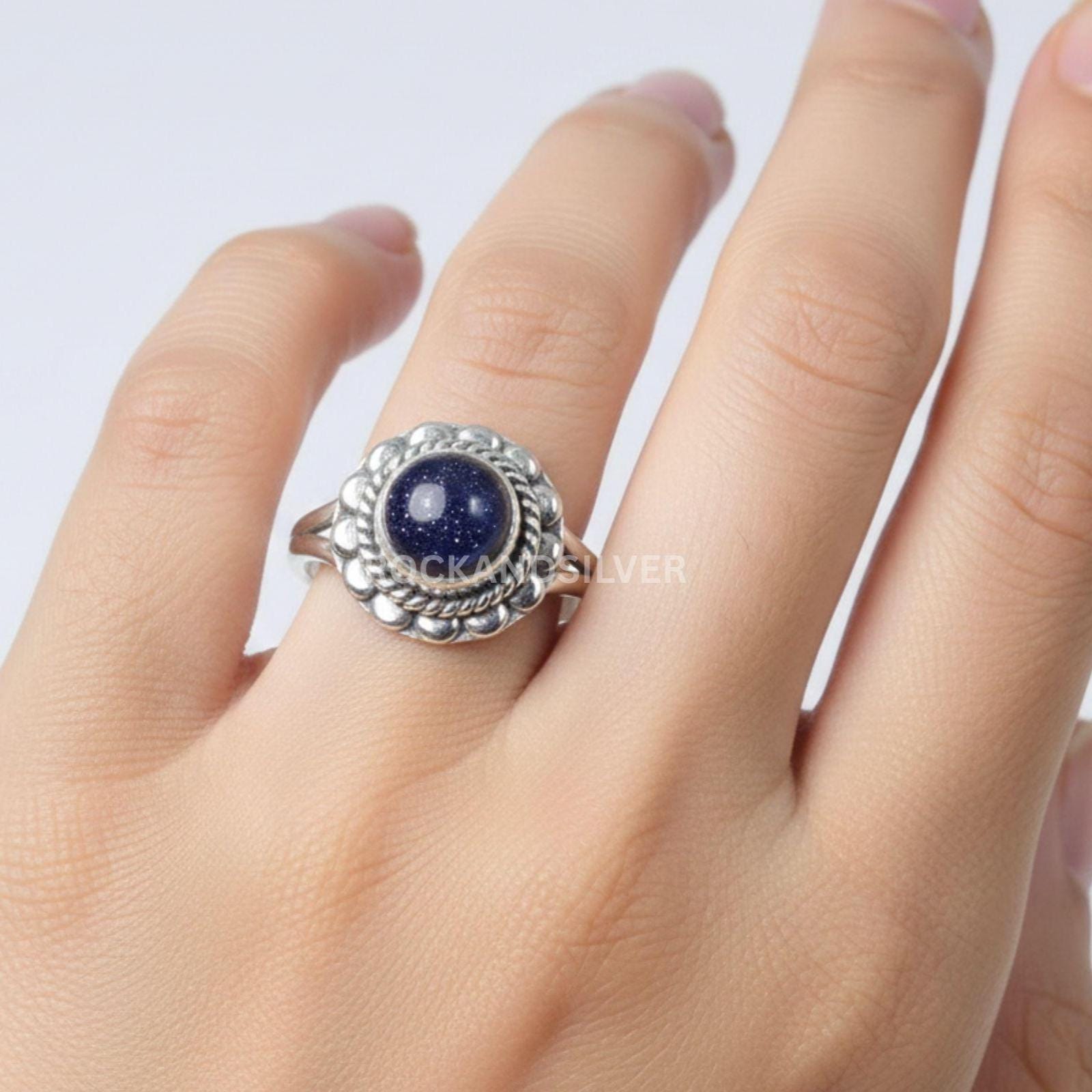 Blue Sunstone 925 Sterling Silver Ring: Handmade Dainty Jewelry - Etsy