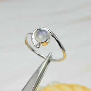 Rainbow Moonstone 925 Sterling Silver Gemstone Ring Jewelry ~ Round Shape Ring ~ Natural Stone ~ June Birthstone ~ Gift For Her