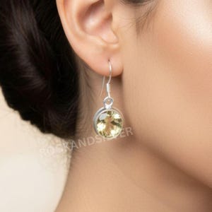Citrine Sterling Silver Hook Earrings: Handmade Boho Jewelry