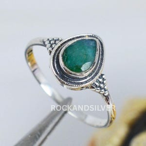 Green Emerald 925 Sterling Silver Ring
