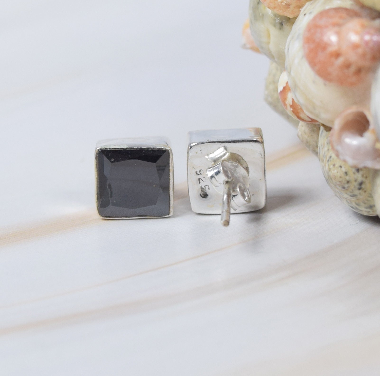 Amazon.com: ChicSilver Mens Stud Earrings Black Onyx