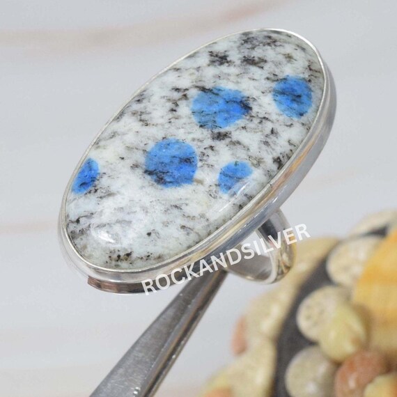 Oval K2 Jasper Ring: Handmade 925 Sterling Silver, US Size 8