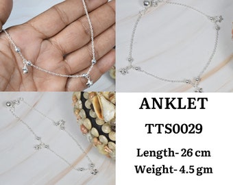 Effen zilveren ster enkelbandje 925 sterling zilver verstelbare zilveren enkelbandje ~ handgemaakte sieraden ~ meisjes enkelbandje ~ zilveren enkelbandje ~ cadeau voor Kerstmis