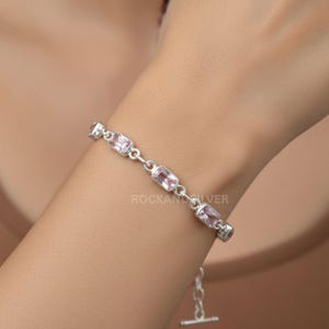 Sterlingzilveren roze topaasarmband: verstelbare edelsteensieraden