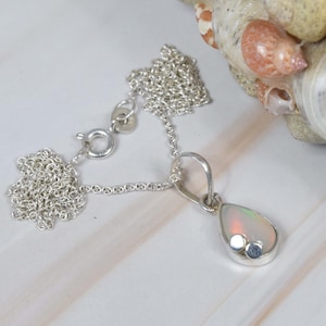 Natural Ethiopian Opal 925 Sterling Silver Chain Pendant W/ or W/o Chain ~ Handmade Jewelry ~ October Birthstone ~ Gift For Christmas
