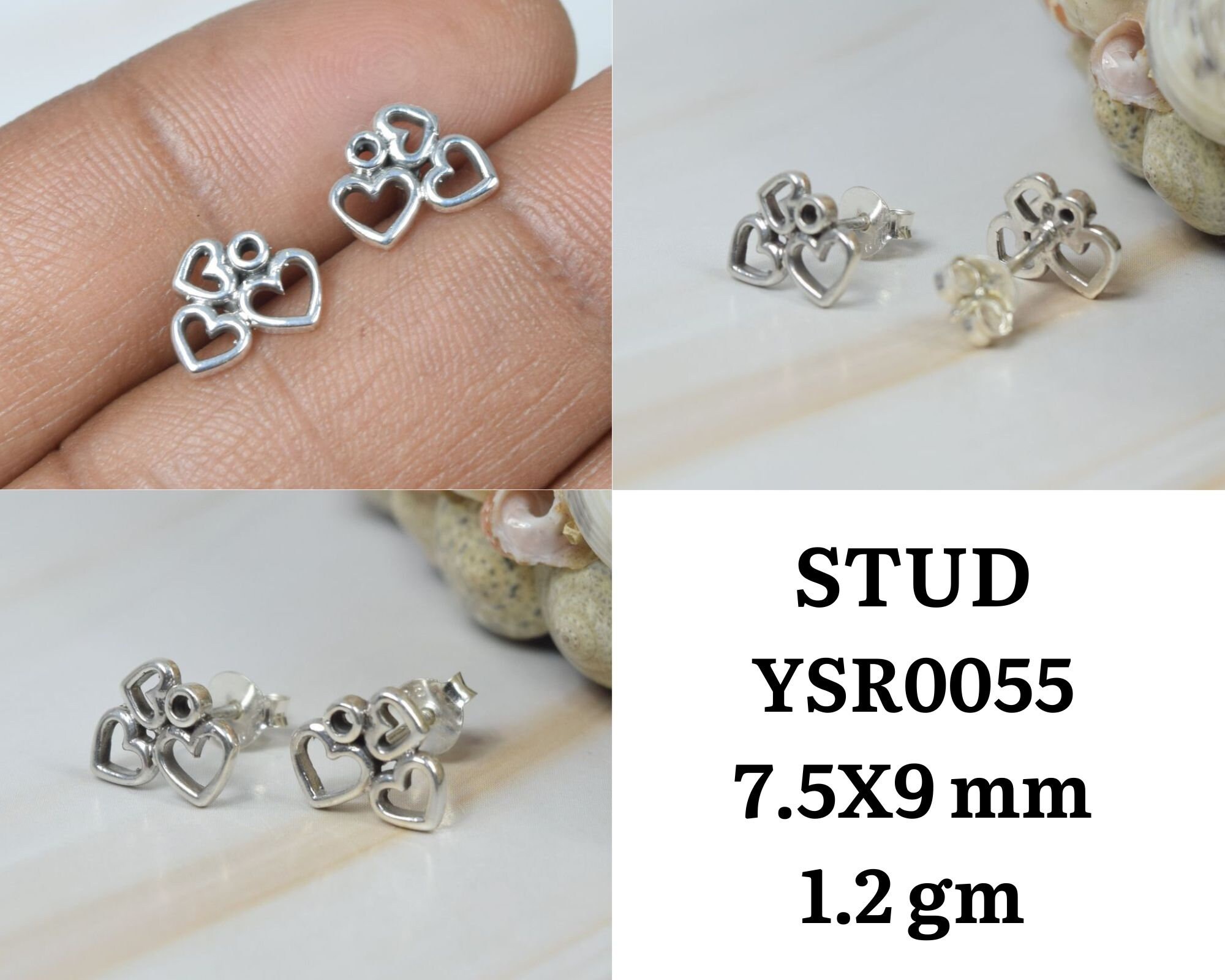 Sterling Silver Heart Stud Earrings 925 Sterling Silver Stud