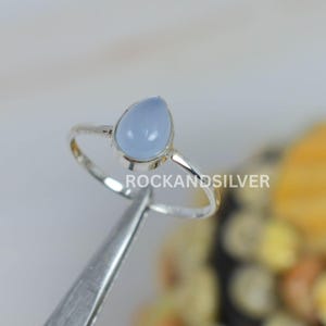 Blue Chalcedony 925 Sterling Silver Ring