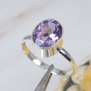 Cut Purple Amethyst 925 Sterling Silver Gemstone Ring ~ Handmade Jewelry ~ February Birthstone ~ Oval Shape ~ Gift For Anniversary