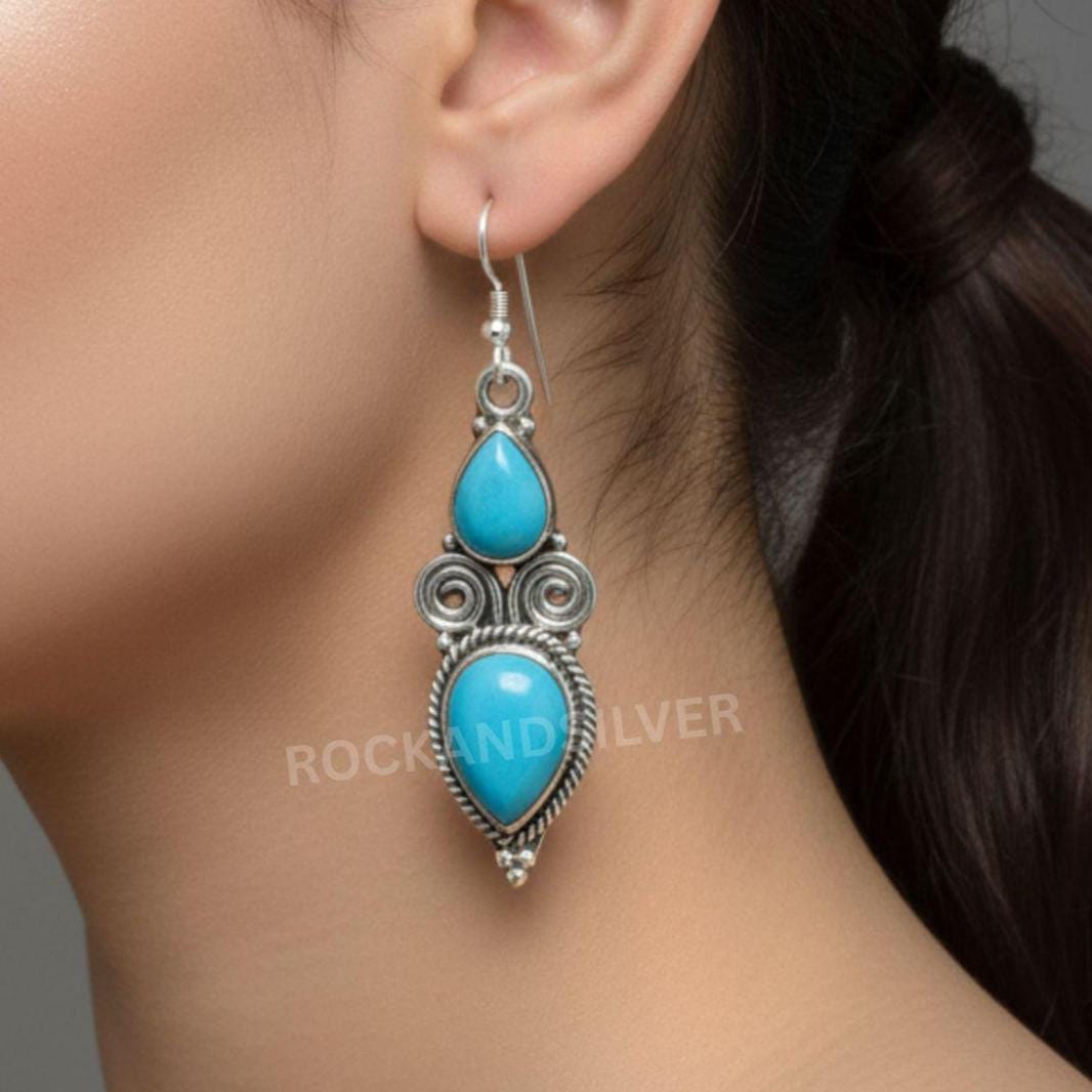 Orecchini Della Rovere - In Argento 925% - Pasta Turchese - OROV2 - Foto 2