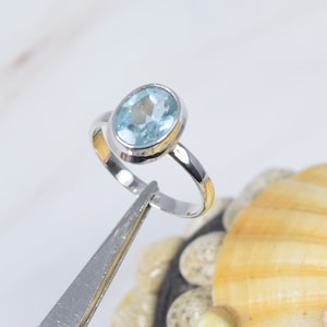 Blue Topaz 925 Sterling Silver Gemstone Faceted Ring ~ Oval Shape ~ Handmade Ring ~ Simple Ring ~ November Birthstone ~ Gift For Valentine