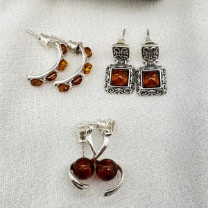 Baltic Amber 925 Sterling Silver Gemstone Stud Earring ~ Handmade Jewelry ~ Elegant Stud ~ Designer Jewelry ~ Gift For Birthday