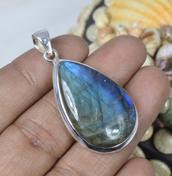 Labradorite 925 Sterling Silver Gemstone Pendant March Month Birthstone Handmade Jewelry Pear Shape Gift for Birthday Etsy