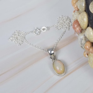 Ethiopian Opal 925 Sterling Silver Gemstone Chain Pendant W/ or W/o Chain ~ October Birthstone ~ Natural Stone ~ Gift For Her