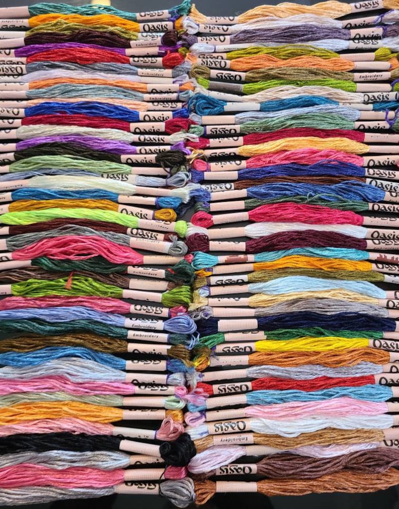 Pack of 100 colorful embroidery skeins made from high-quality material, offering a solid and attractive appearance. Each skein measures 6 to 7 meters in length and consists of 6 strands, allowing for versatile use.