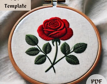 バラの花の刺繍パターン、花柄のバラの手刺繍デザイン、DIYフラワー 