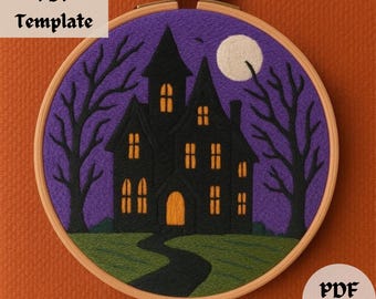 Haunted House Hand Embroidery Pattern, Spooky Embroidery PDF, Witchy House Design, Fall Stitch Template, Beginner DIY Hand Embroidery Design