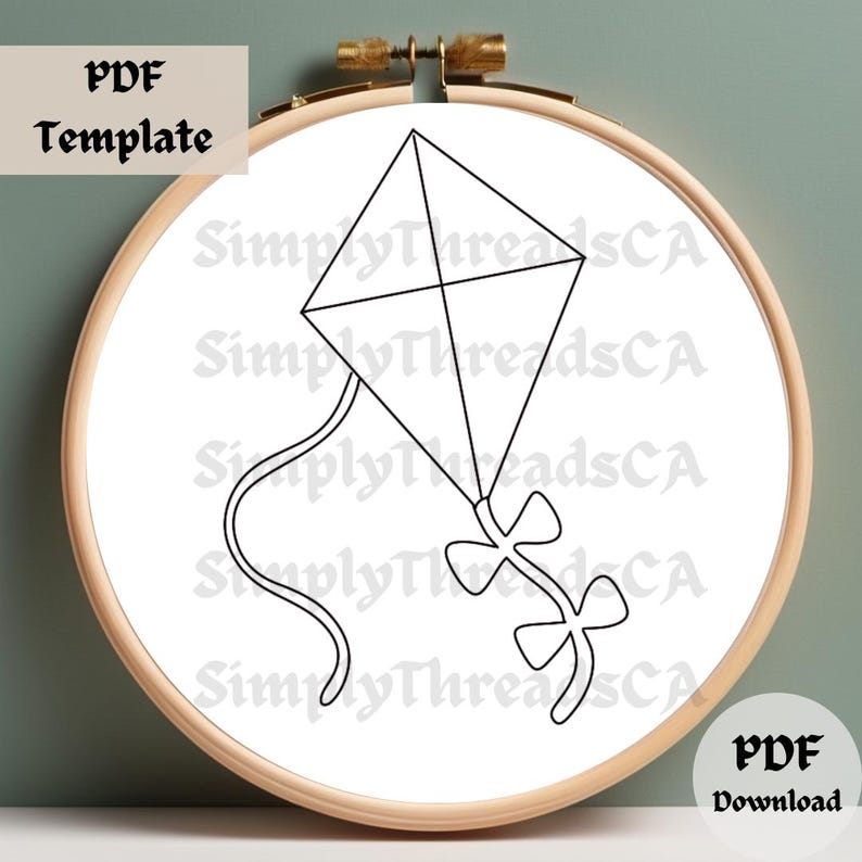 Blue Kite Pattern Blue Kite Embroidery Pattern, Simple Hand Embroidery Design, Whimsical ...