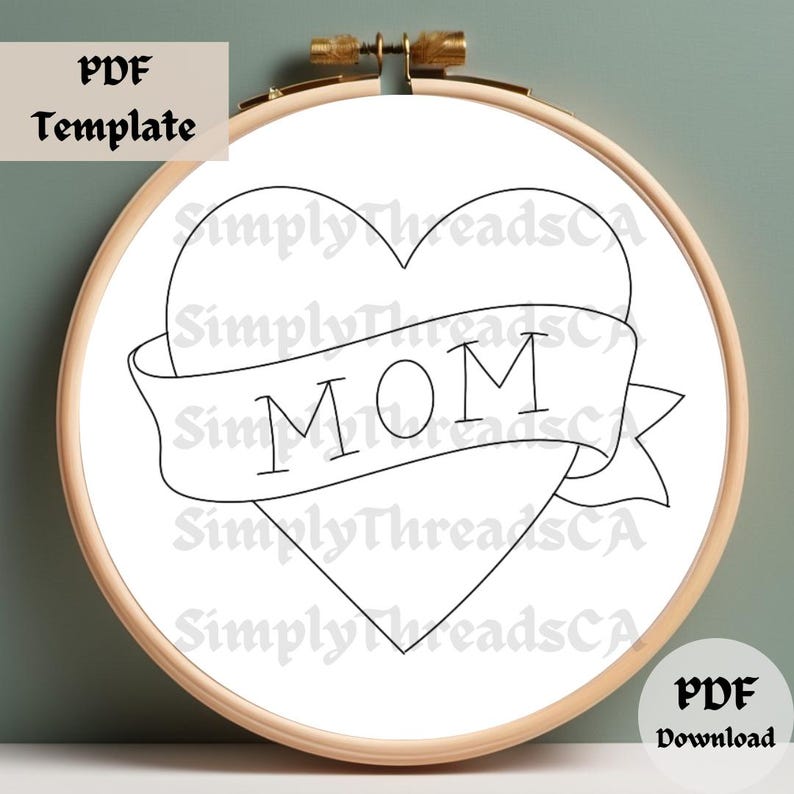 Broderimönster med hjärtmönster för mammabanderoll, handbroderi i tatueringsstil, klassisk hjärtdesign i PDF-format, DIY-bågekonst, mall för mammas sömmar bild 8