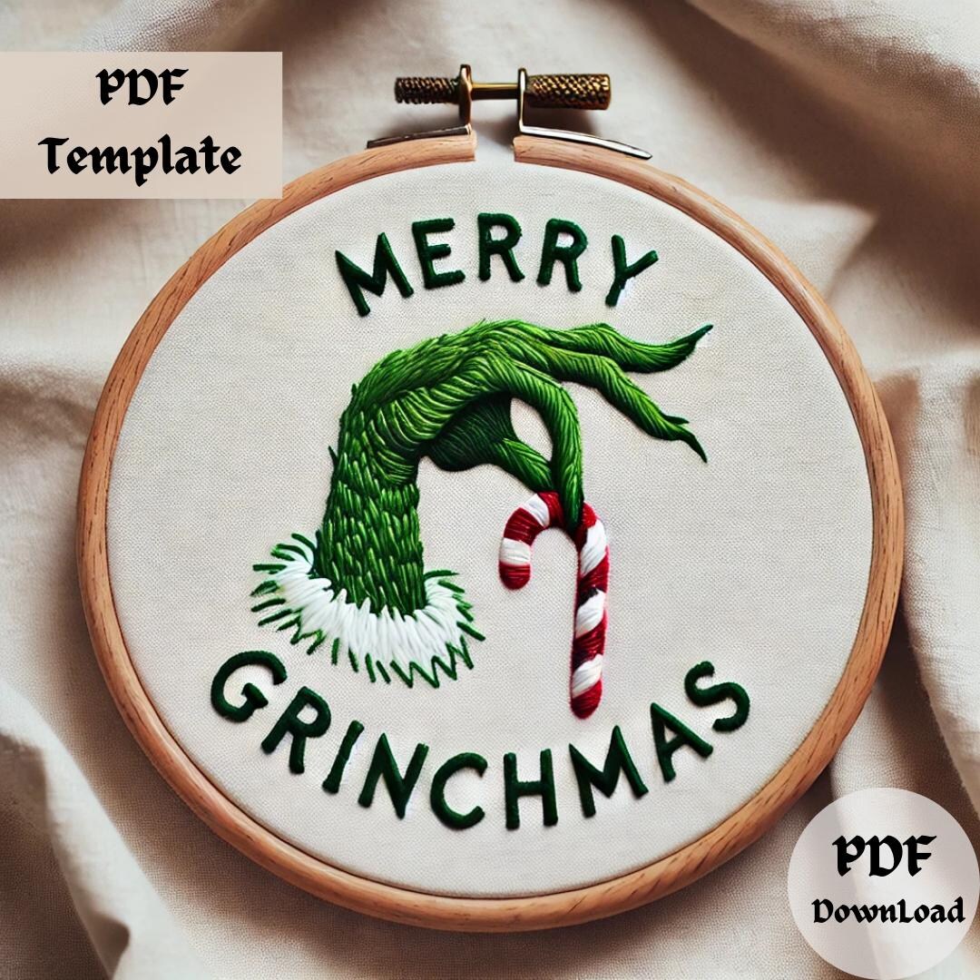 Merry Grinchmas Hand Embroidery Pattern DIY Grinch Christmas Hoop Art ...