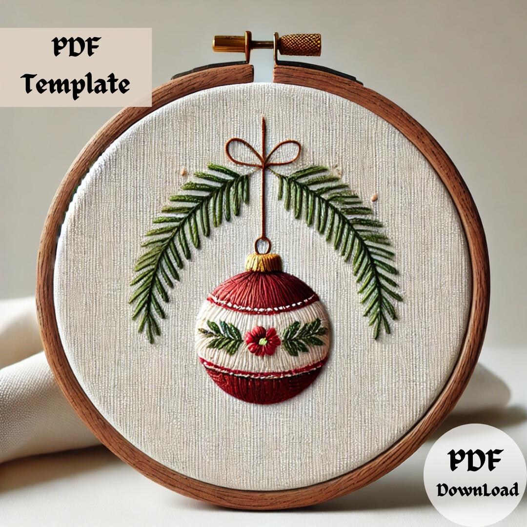 Elegant Ornament Embroidery Pattern, DIY Festive Stitching, Hand ...