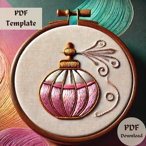Perfume Bottle Embroidery Pattern, Elegant Stitching PDF, Fragrance Hoop Art Template, DIY Perfume Design, Floral Beauty Embroidery PDF