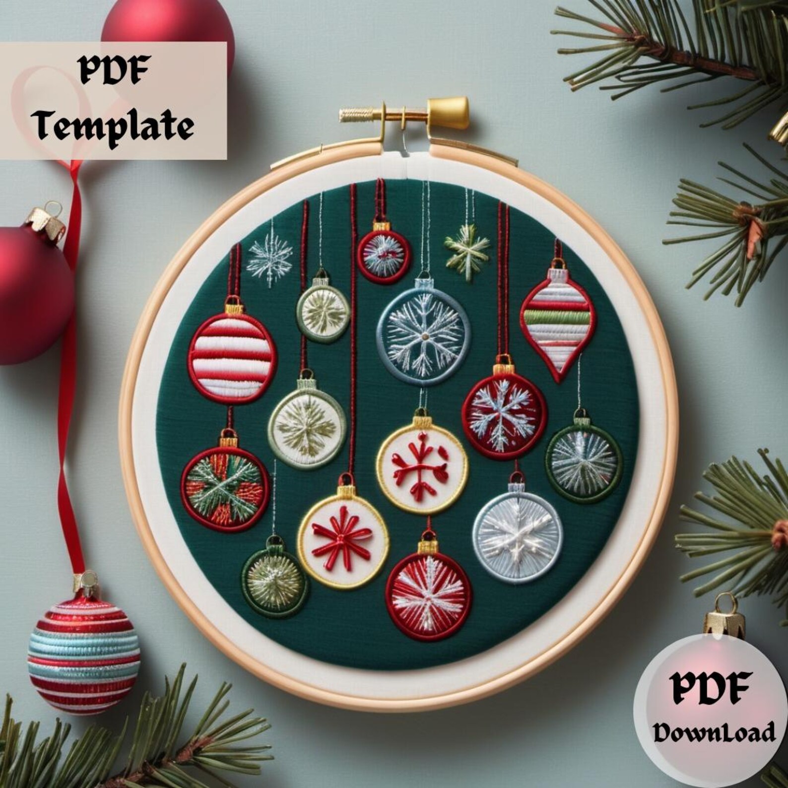 Ornament Embroidery Pattern, DIY Hand Embroidery PDF, Festive Decor ...